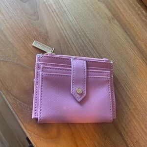 Anne Klein Pink and Gold Zipper Pouch Wallet and Card Holder